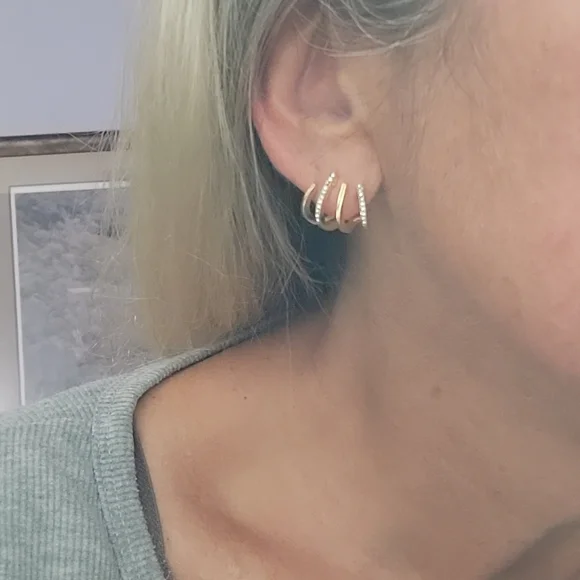 Gold Claw CZ Huggies, available in silver or gold - Picture 5 of 8